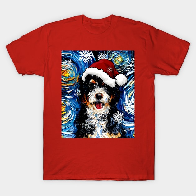 Bernedoodle Santa T-Shirt by sagittariusgallery